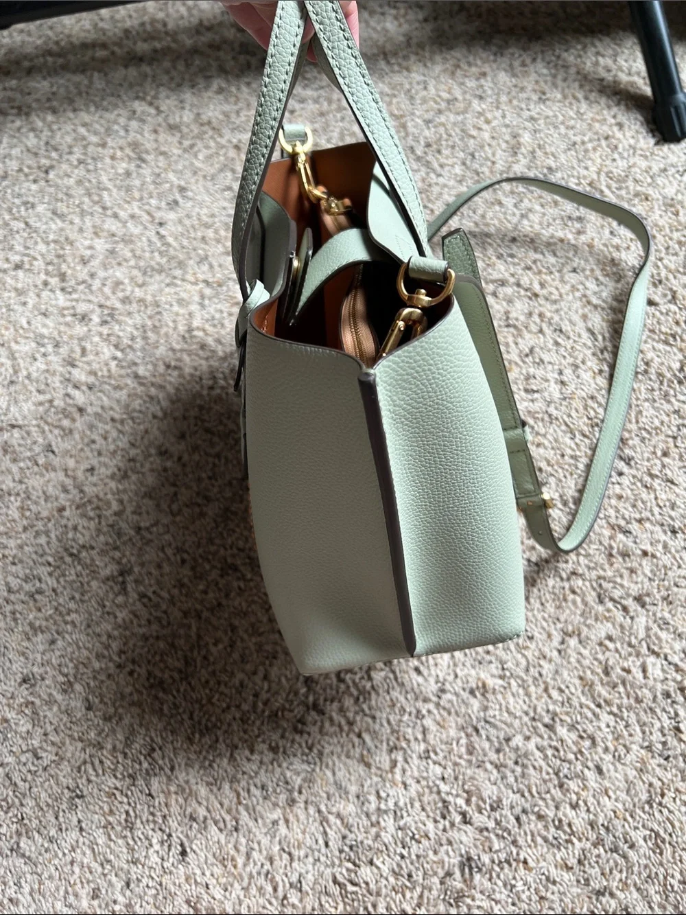 Tory Burch Mint Green Crossbody handbag with Gold Hardware